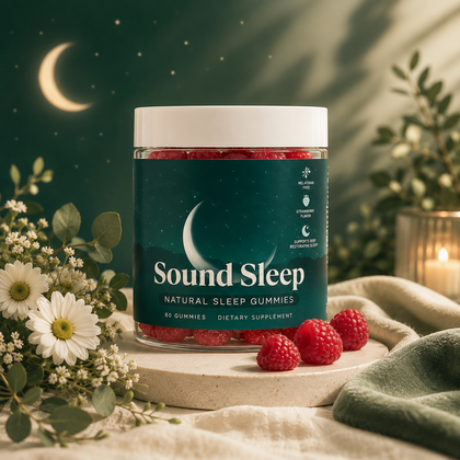 HealthElevate Sound Sleep supplement jar, melatonin-free sleep support gummies for women in perimenopause and menopause